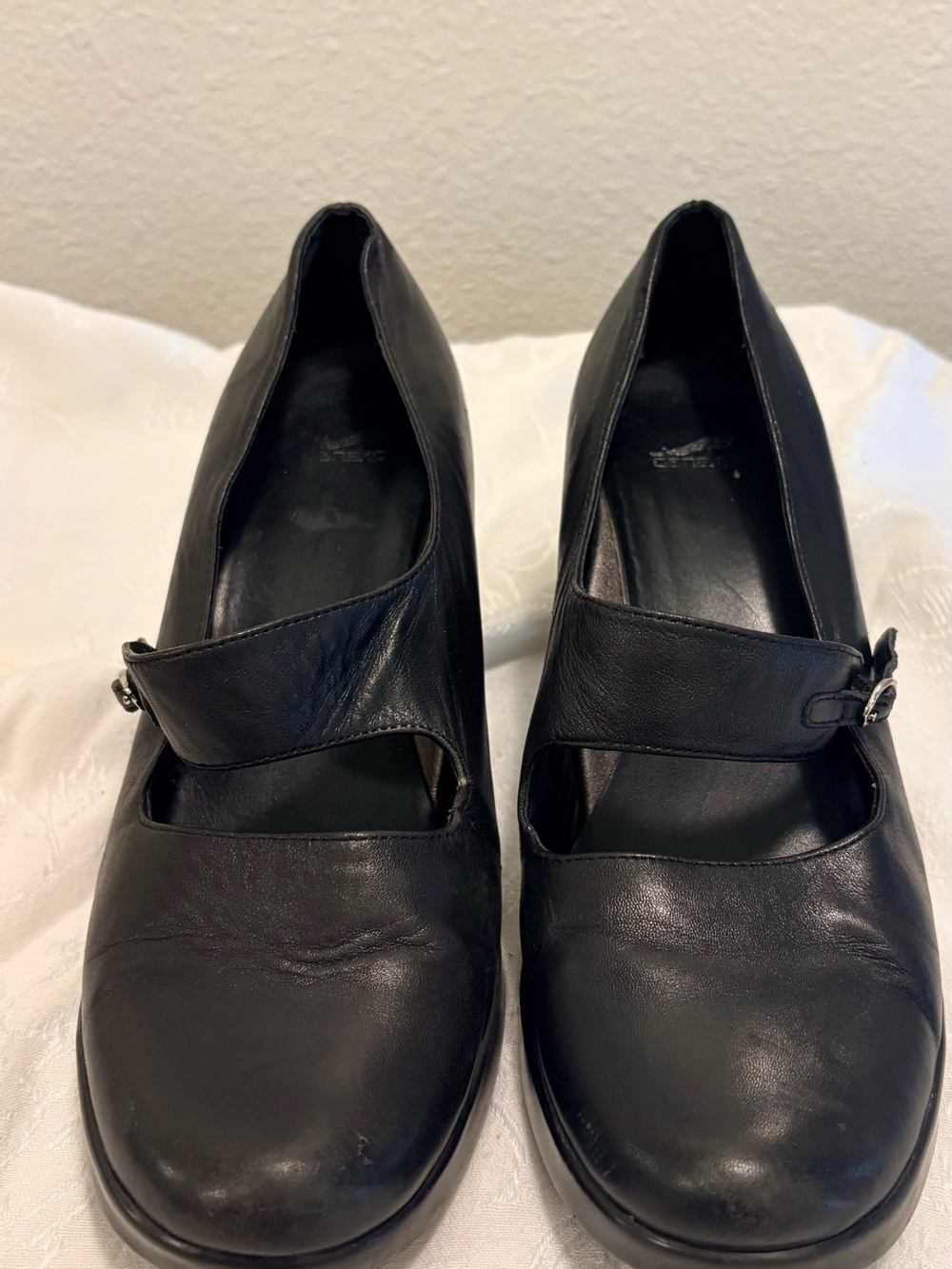 Dansko Black Leather Mary Jane Heels